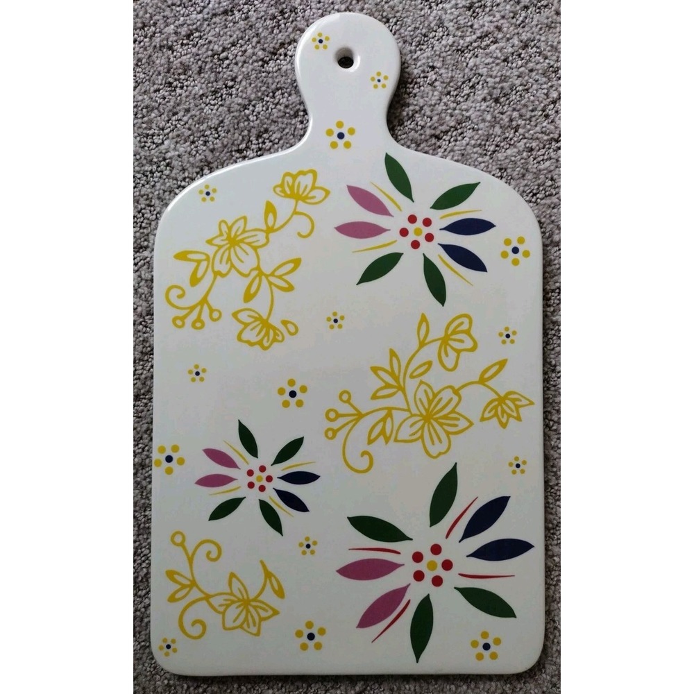 Temp-Tations QVC Stoneware Charcuterie Board/Cutting Board Colorful Floral